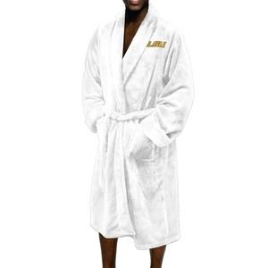 LSU Tigers White Soft Silk Touch Bath Robe Borrows Mens New Fast Shipping